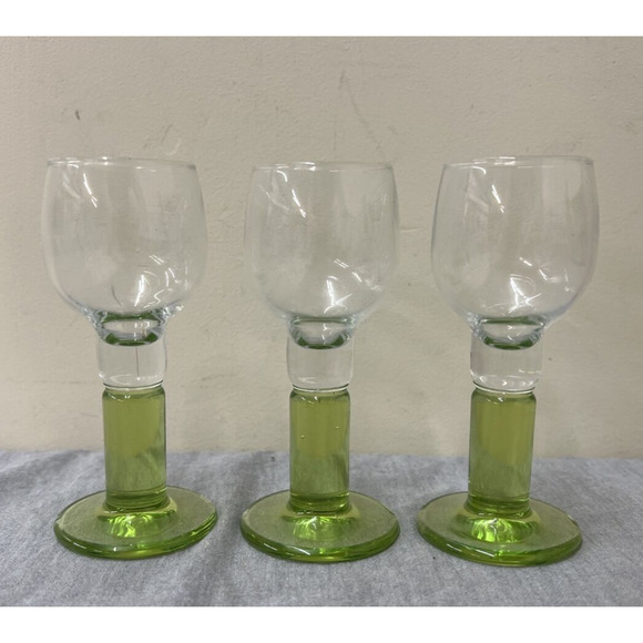 Bormioli Rocco Limoncino Liquor Shot Glasses Cordial Green Stemmed (QTY 3) Chrty - Picture 2 of 9